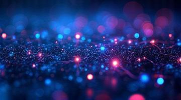 Et abstrakt nettverk som representerer mønstergjenkjenning og maskinlæring, med sammenkoblede noder.